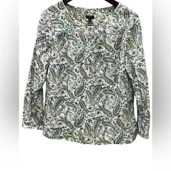 Talbots Boho Paisley Lightweight Cotton Top Size Large Petite Grandma Bohemian - Picture 1 of 10